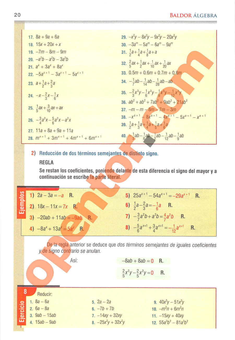 Álgebra de Baldor - Página 20