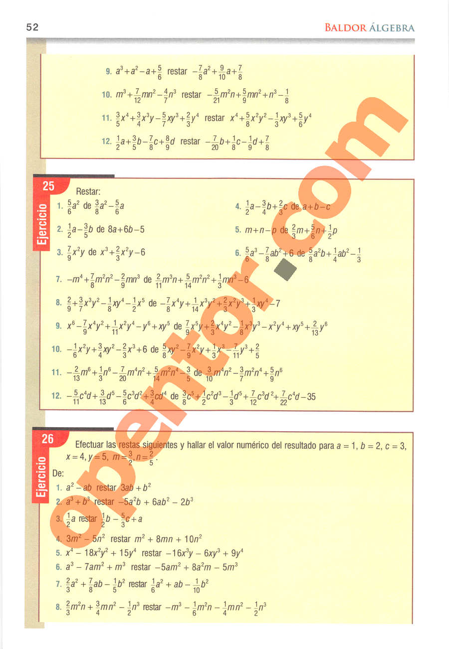 Álgebra de Baldor - Página 52