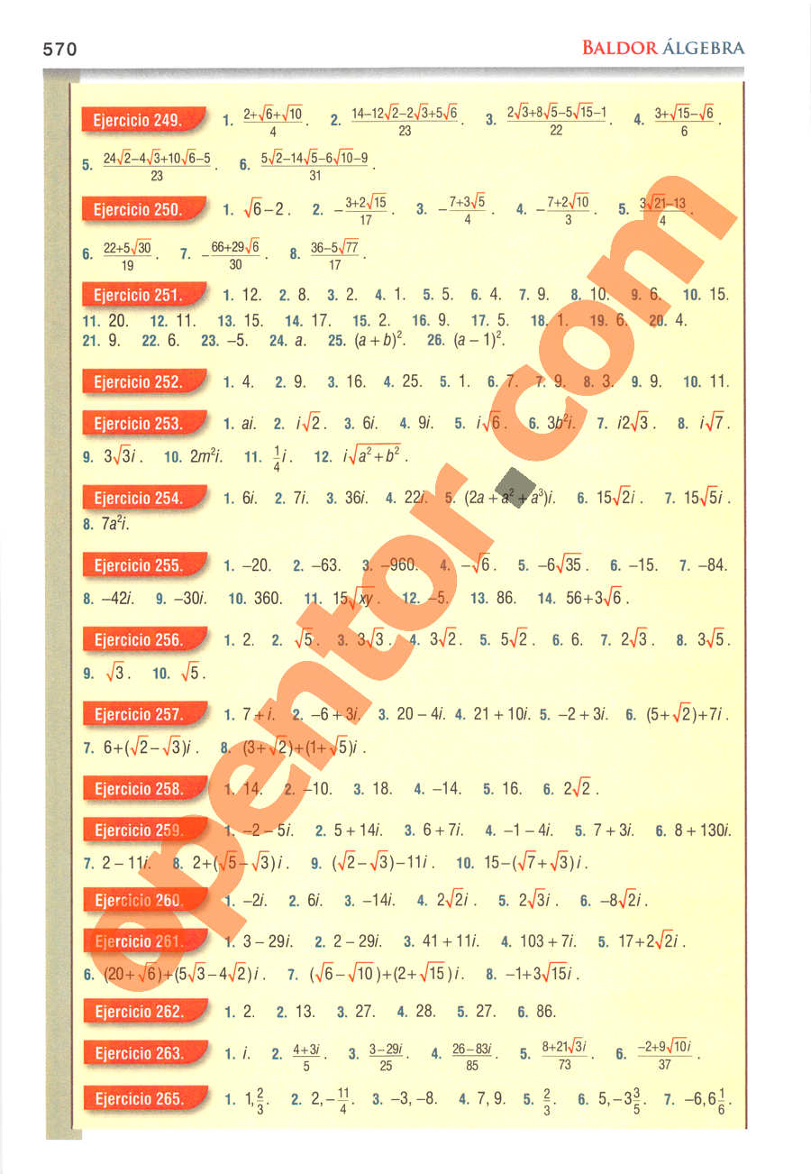 Álgebra de Baldor - Página 570