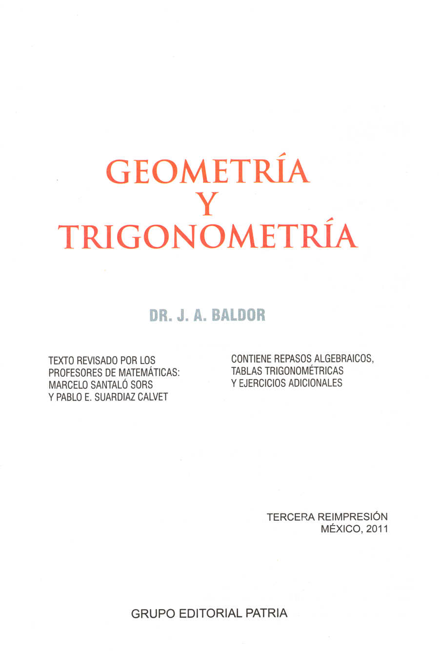 Geometría y Trigonometría de Baldor - Informacion editorial