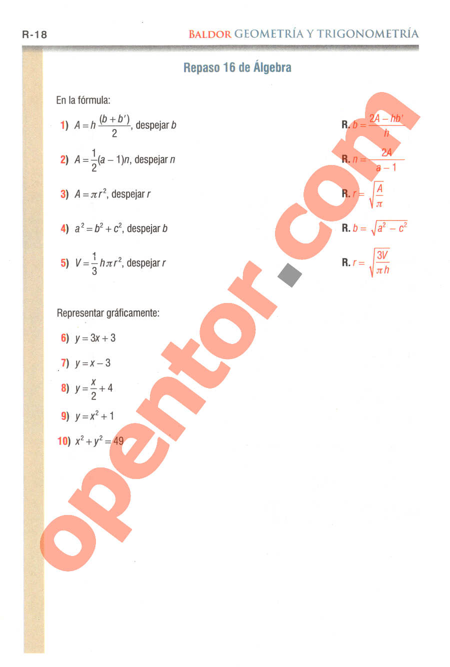 Geometría y Trigonometría de Baldor - Página R18