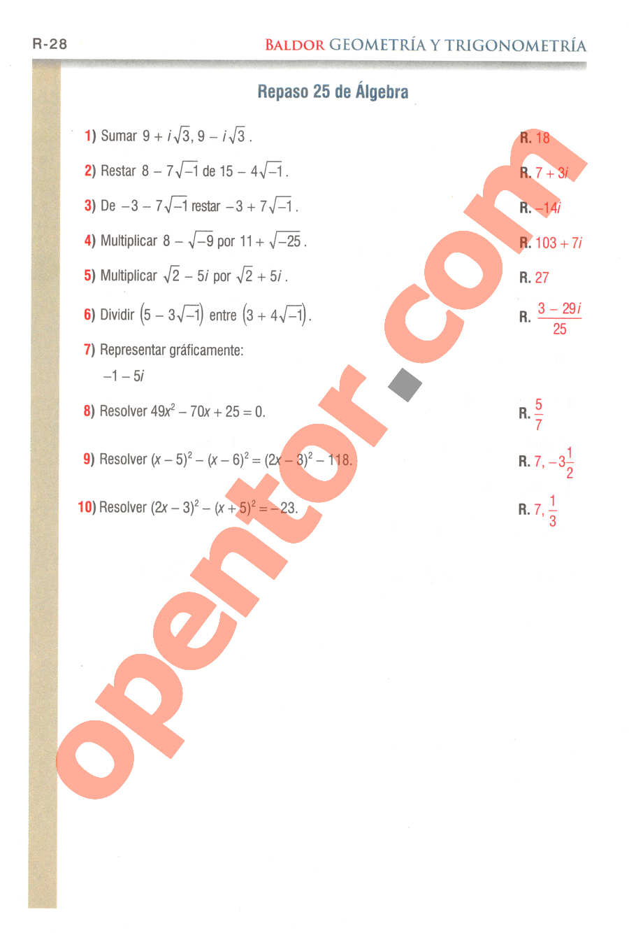 Geometría y Trigonometría de Baldor - Página R28
