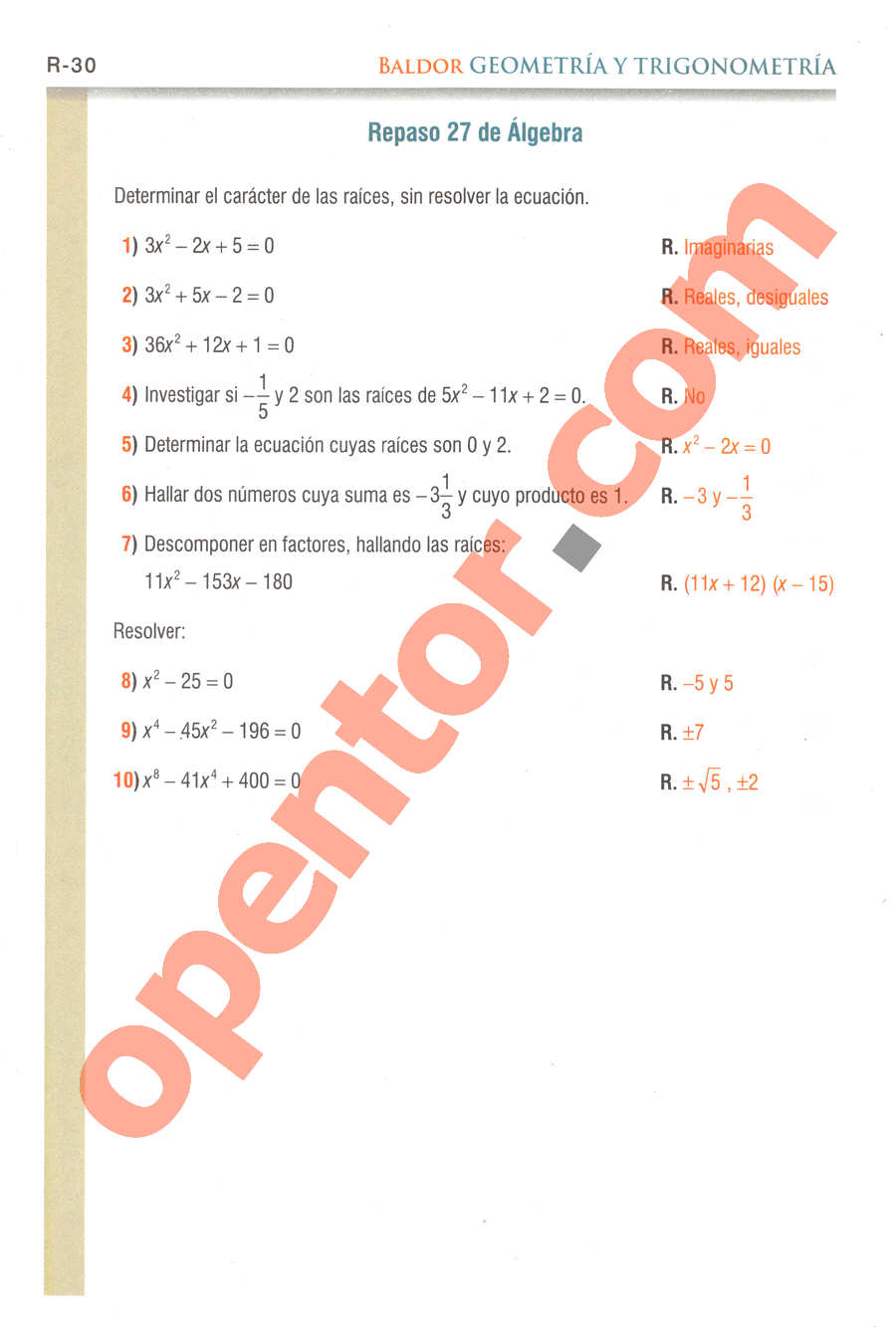 Geometría y Trigonometría de Baldor - Página R30