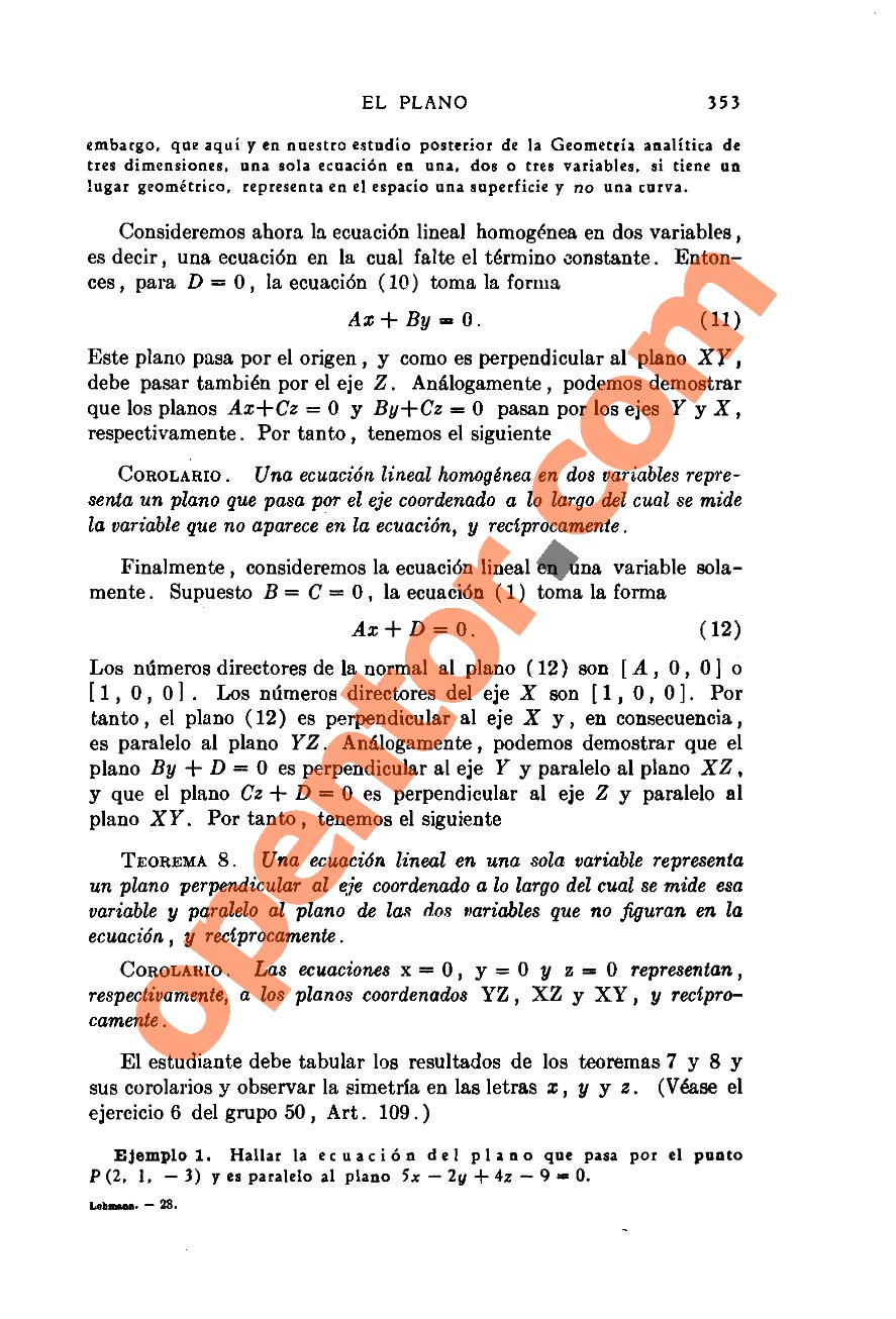 Geometría Analítica de Lehmann - Página 353