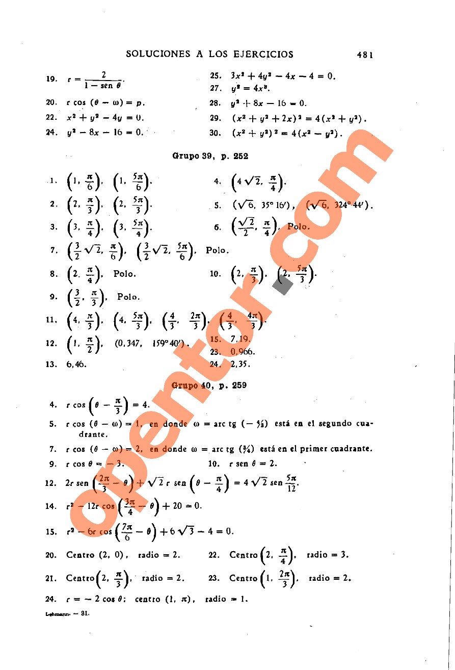 Geometría Analítica de Lehmann - Página 481